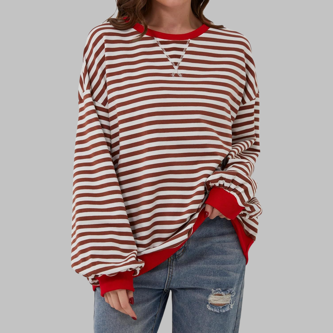 Briar | Women’s Striped Oversized Sweatshirt with Contrast Trim