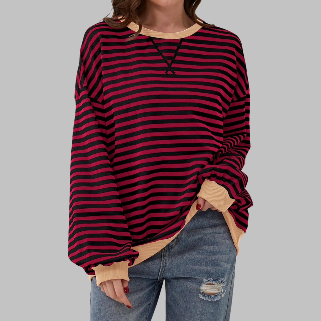 Briar | Women’s Striped Oversized Sweatshirt with Contrast Trim