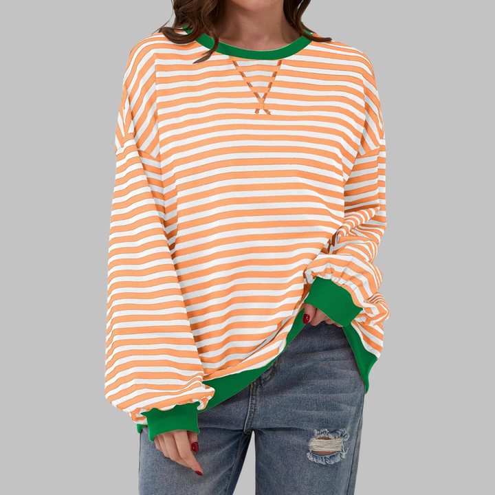 Briar | Women’s Striped Oversized Sweatshirt with Contrast Trim