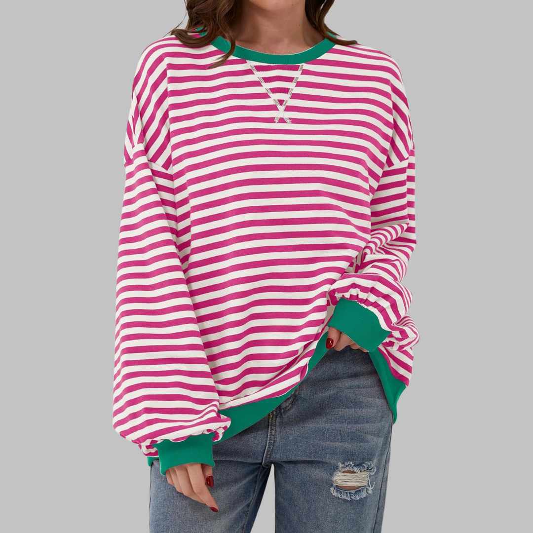 Briar | Women’s Striped Oversized Sweatshirt with Contrast Trim