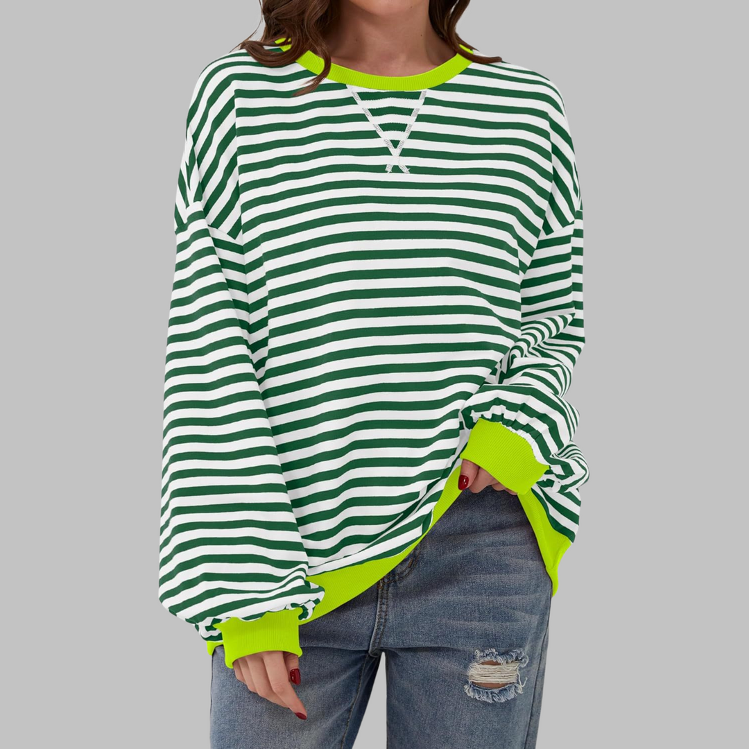 Briar | Women’s Striped Oversized Sweatshirt with Contrast Trim