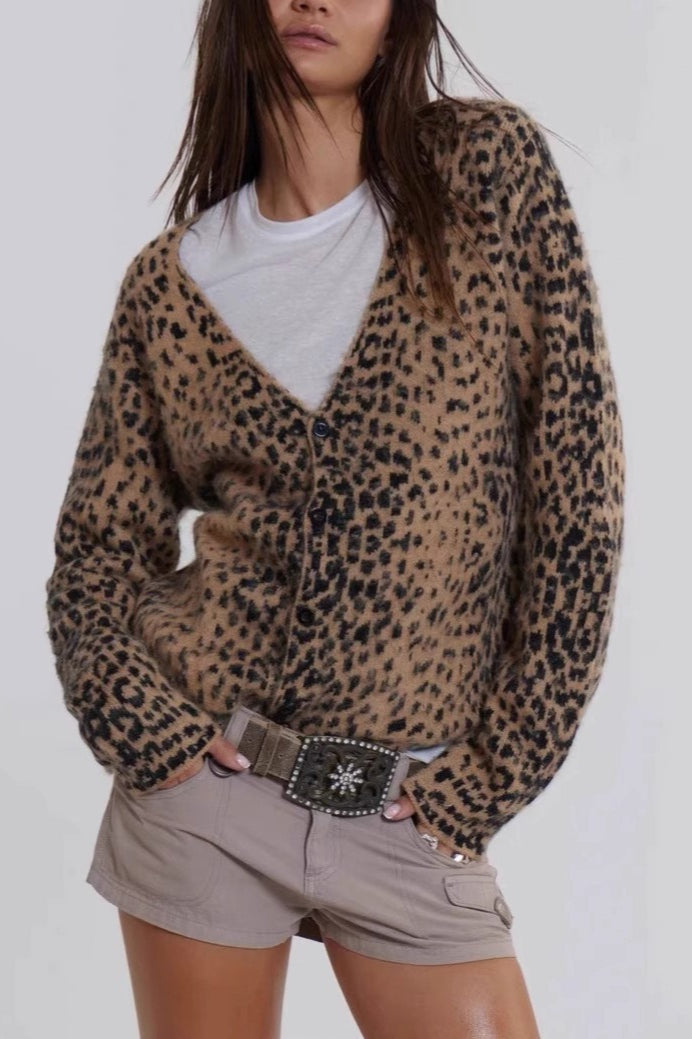 Sabine | Women’s Leopard-Print Button-Front Cardigan