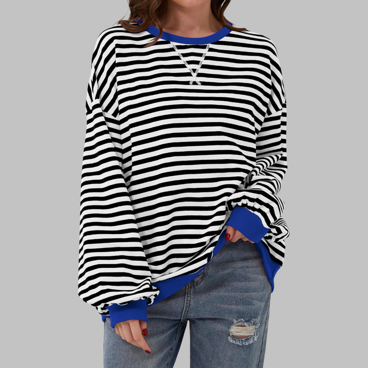Briar | Women’s Striped Oversized Sweatshirt with Contrast Trim