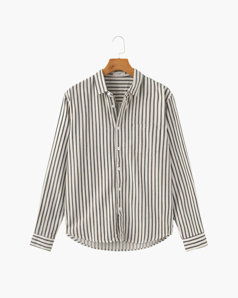 Levi | Men’s Button-Up Shirt Featuring Vertical Stripes
