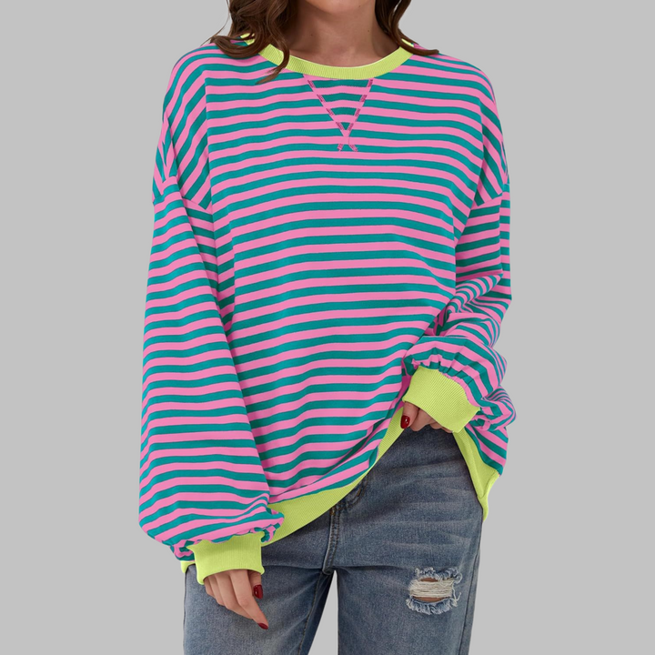 Briar | Women’s Striped Oversized Sweatshirt with Contrast Trim