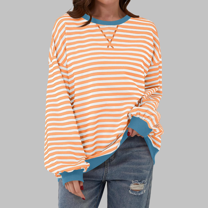 Briar | Women’s Striped Oversized Sweatshirt with Contrast Trim
