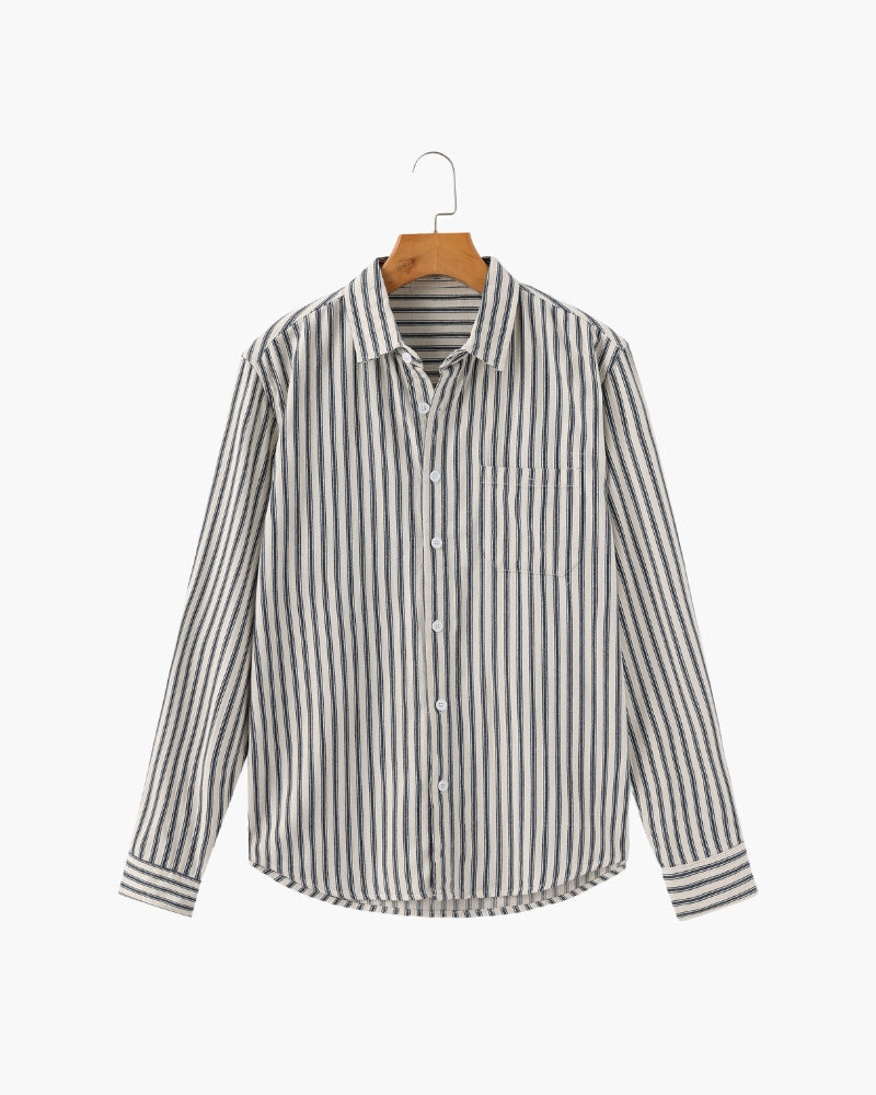 Levi | Men’s Button-Up Shirt Featuring Vertical Stripes
