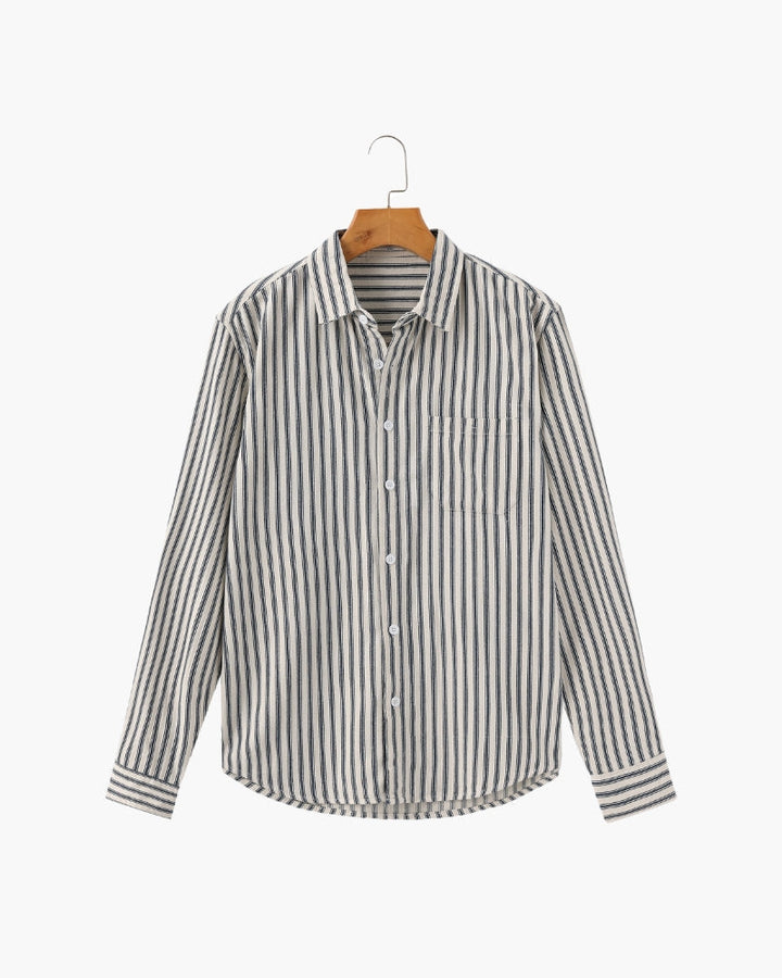 Levi | Men’s Button-Up Shirt Featuring Vertical Stripes