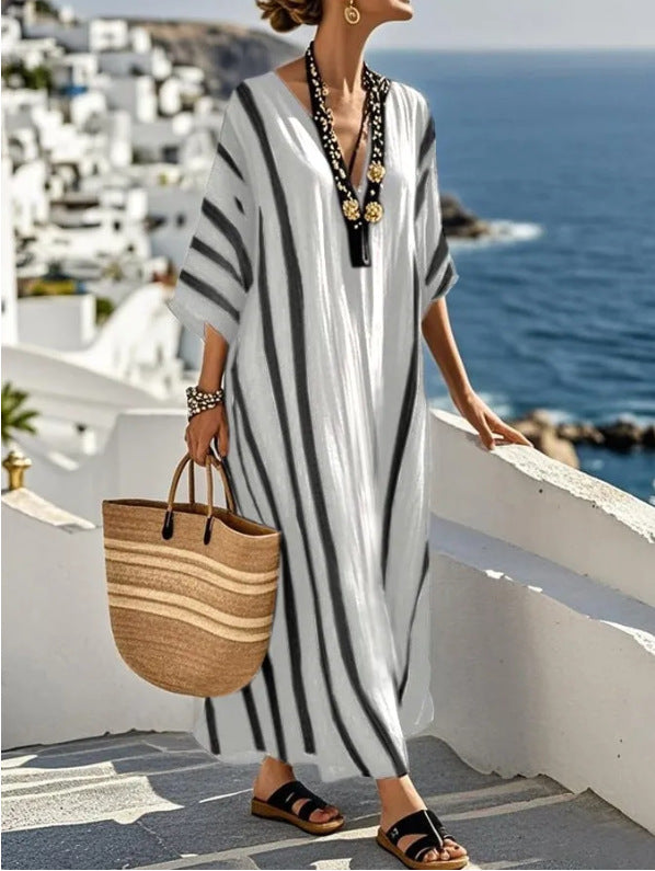 Dahlia | Women’s Striped Kaftan Dress for Vacation Wear