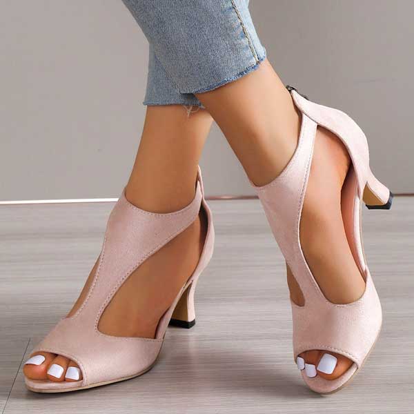 Maren | Women’s Peep-Toe Cutout Pumps with Curved Heel