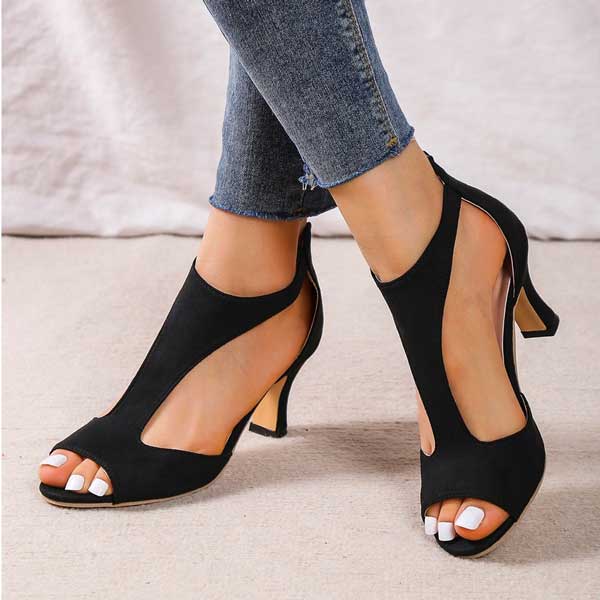 Maren | Women’s Peep-Toe Cutout Pumps with Curved Heel