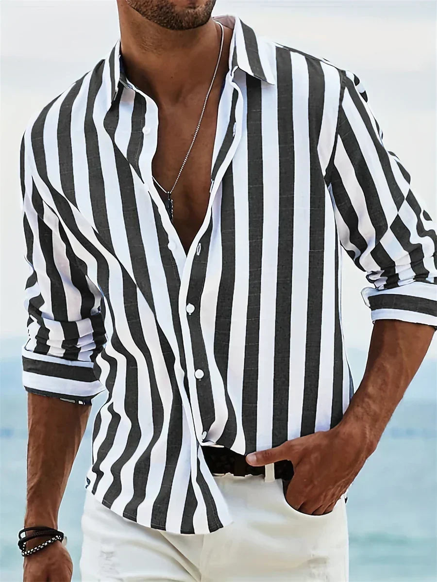 Cole | Men’s Relaxed Stripe Button-Up Shirt for Coastal Styling