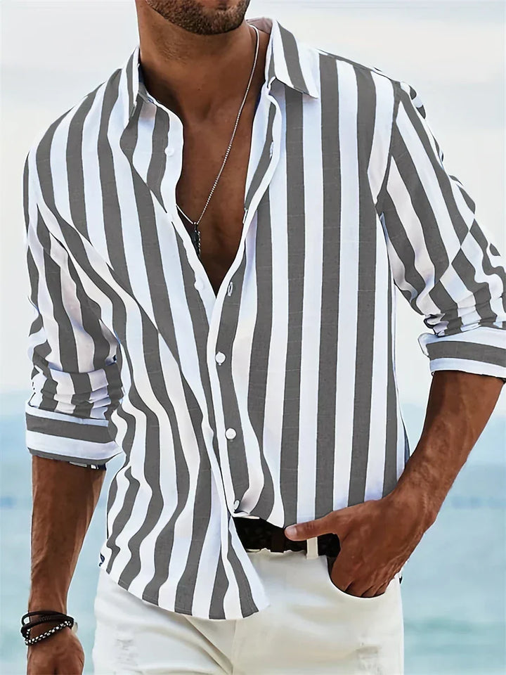 Cole | Men’s Relaxed Stripe Button-Up Shirt for Coastal Styling