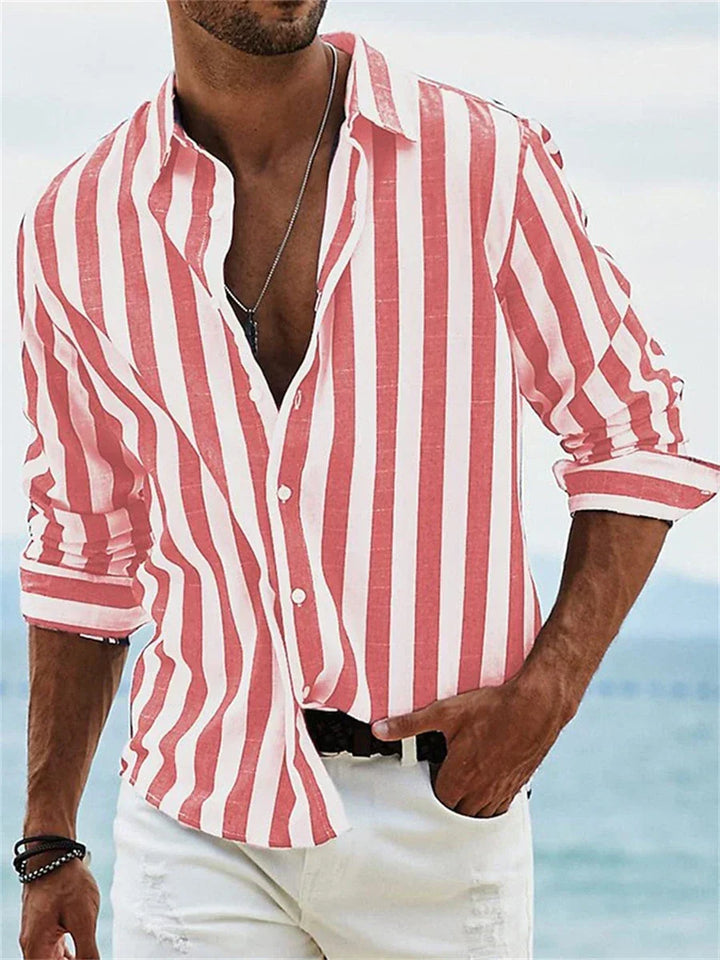 Cole | Men’s Relaxed Stripe Button-Up Shirt for Coastal Styling