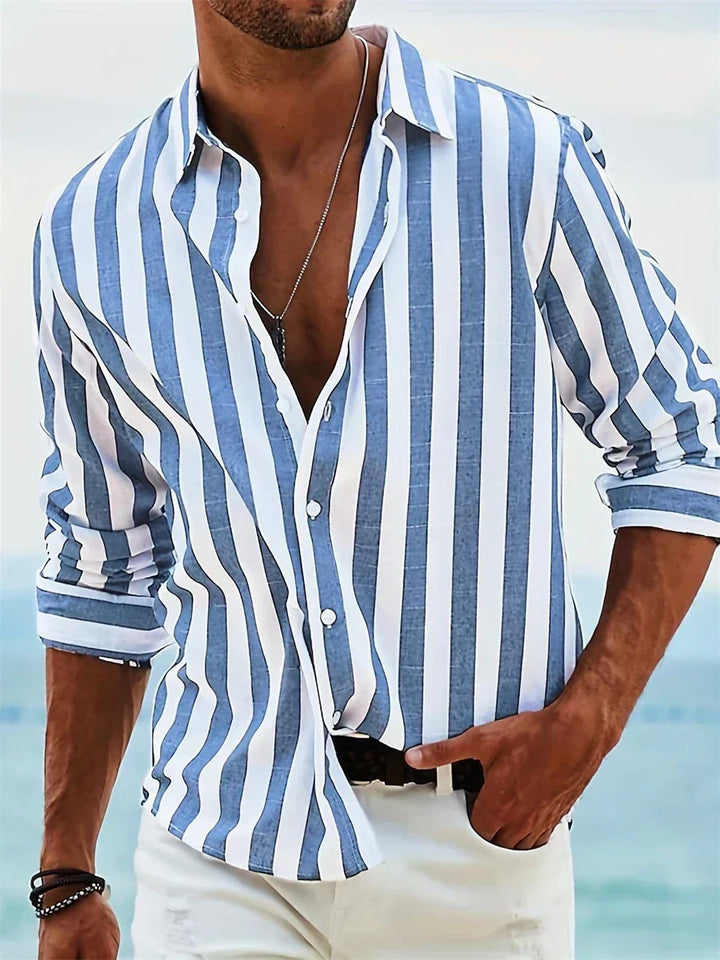 Cole | Men’s Relaxed Stripe Button-Up Shirt for Coastal Styling