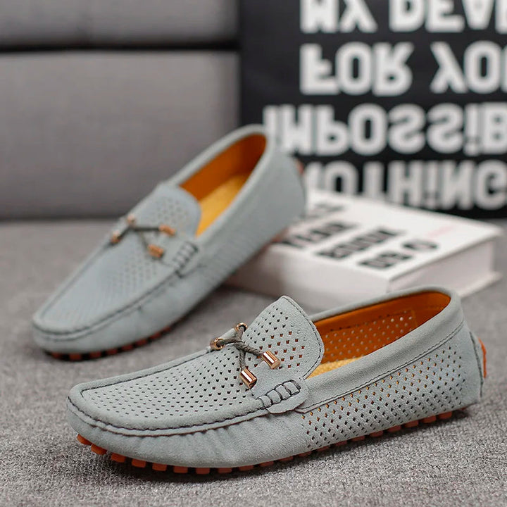 Damon | Men’s Perforated Driving Loafers Featuring Tie Detail