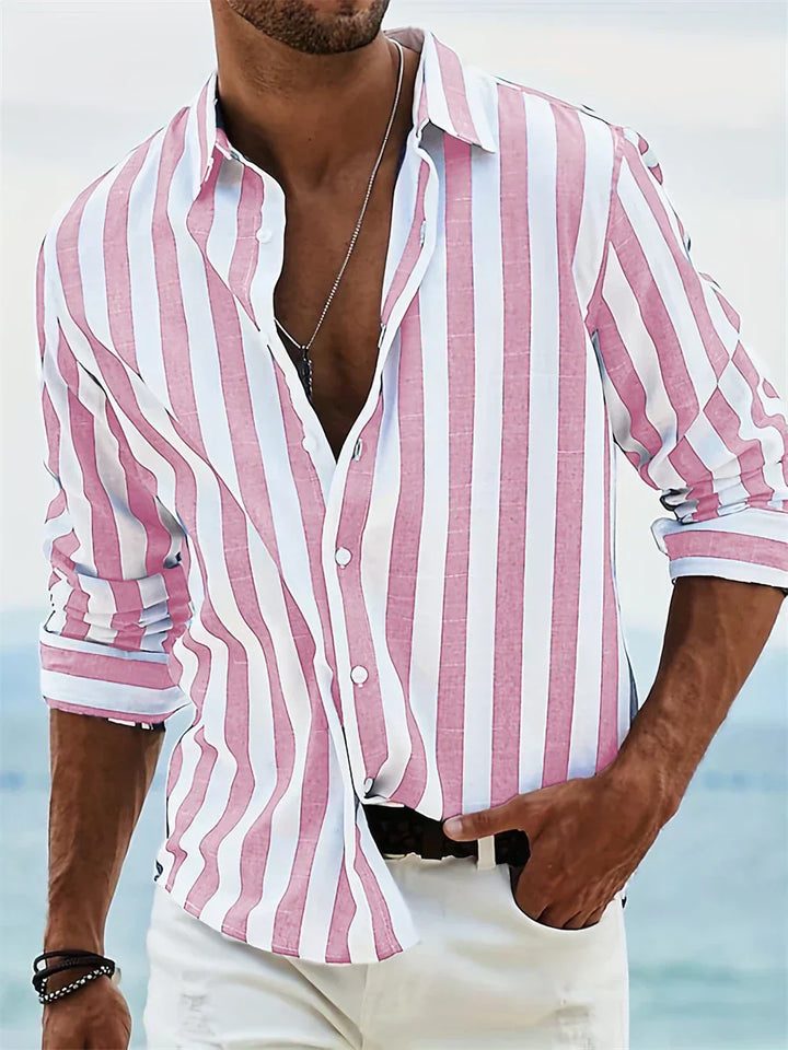 Cole | Men’s Relaxed Stripe Button-Up Shirt for Coastal Styling