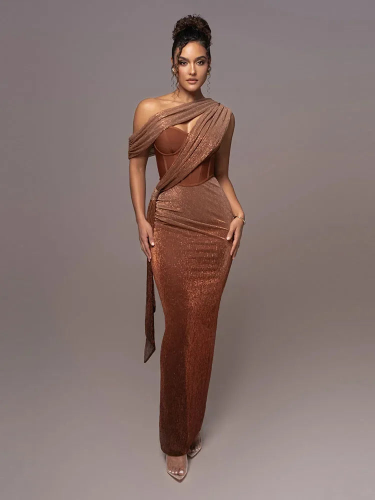 Zaria | Women’s Draped One-Shoulder Corset Gown