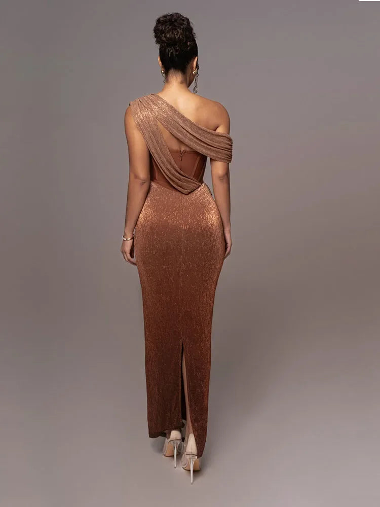 Zaria | Women’s Draped One-Shoulder Corset Gown