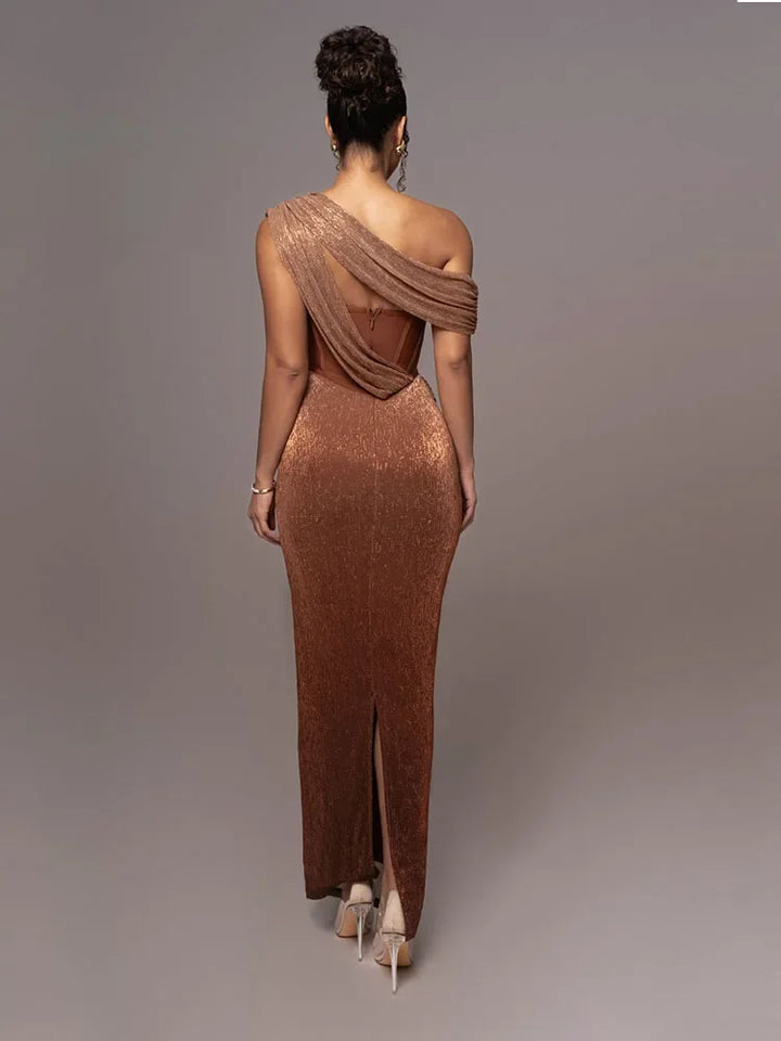 Zaria | Women’s Draped One-Shoulder Corset Gown