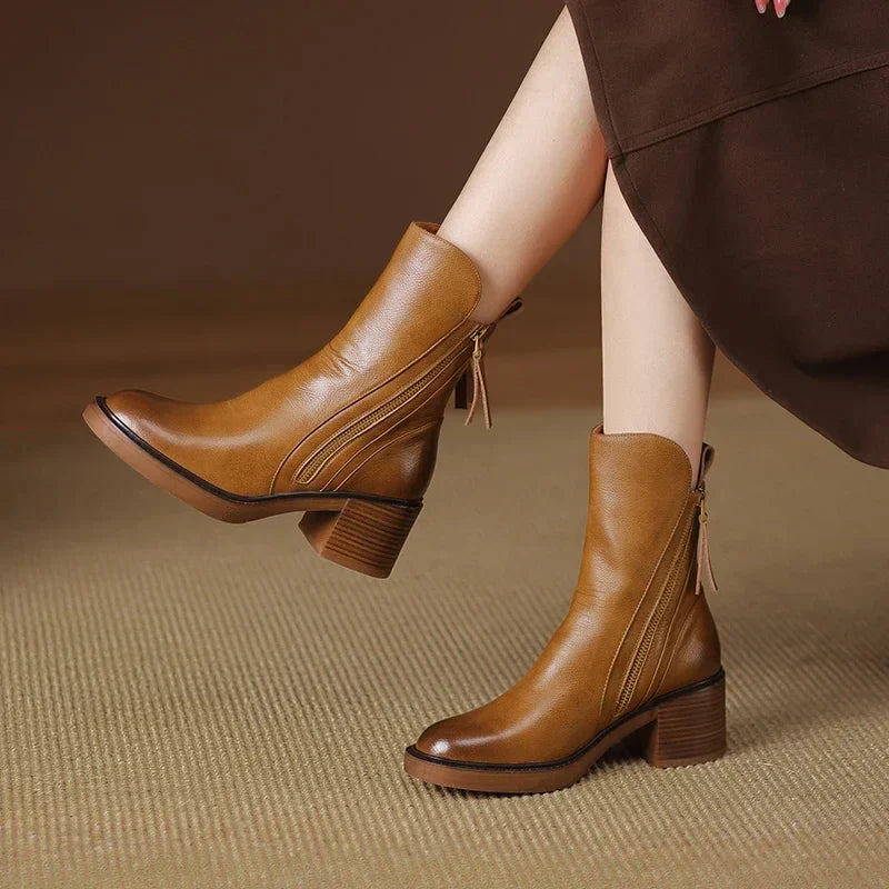 Vera | Women’s Side-Zip Ankle Boots with Block Heel
