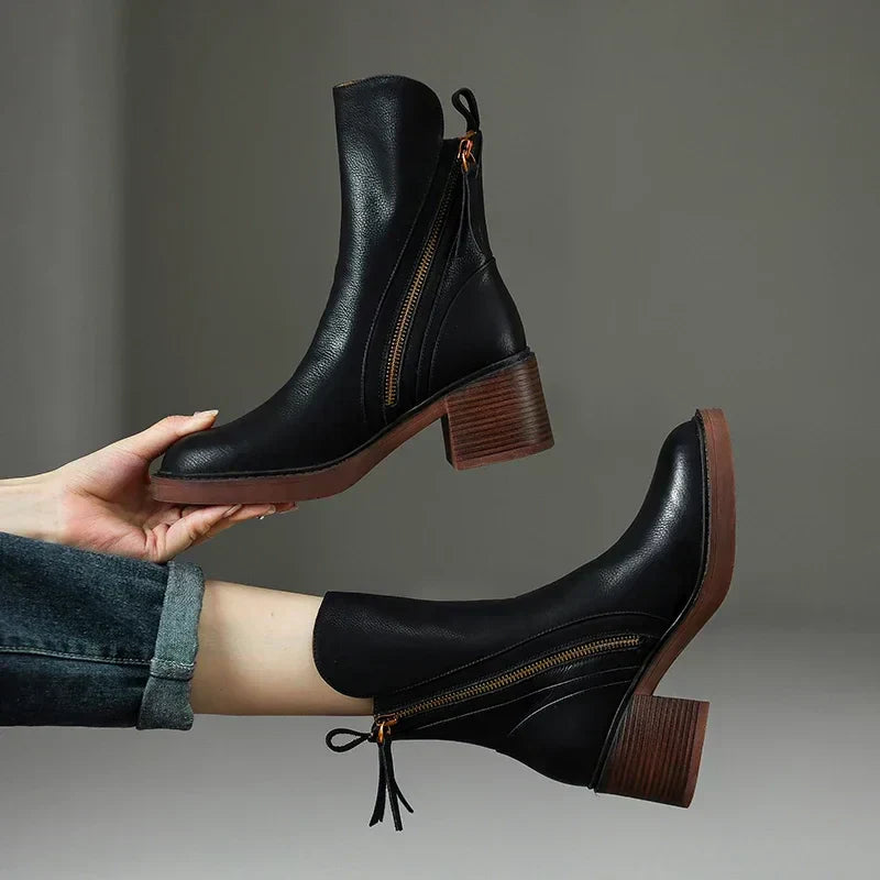 Vera | Women’s Side-Zip Ankle Boots with Block Heel