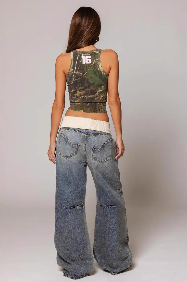 Jade | Women’s Foldover-Waist Wide-Leg Jeans