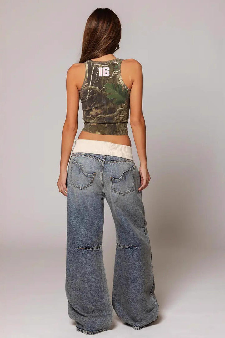 Jade | Women’s Foldover-Waist Wide-Leg Jeans
