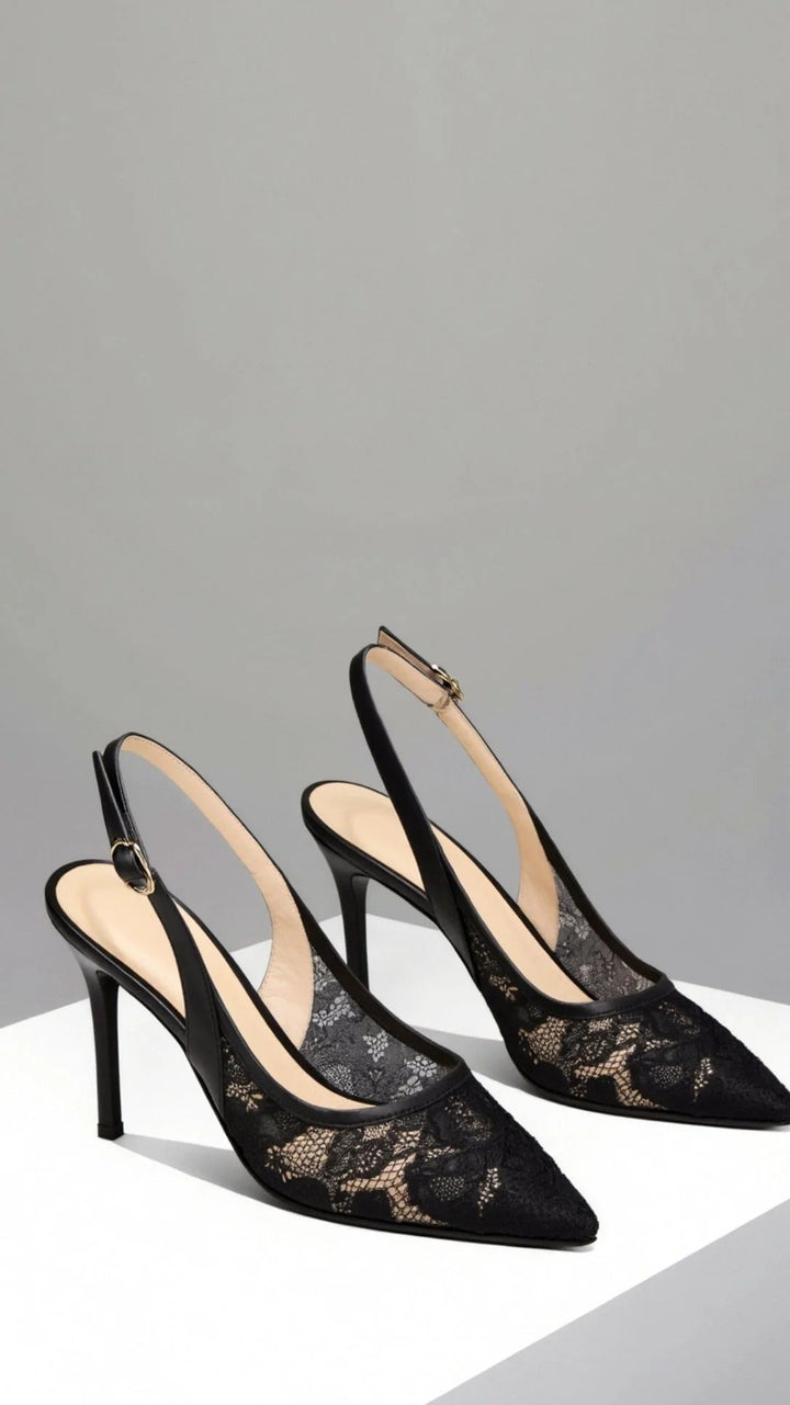Sienna | Women’s Lace-Pattern Pointed-Toe Slingback Heels