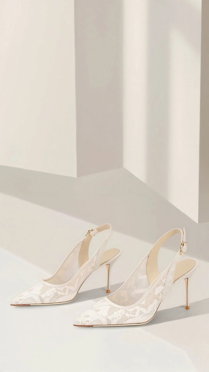 Sienna | Women’s Lace-Pattern Pointed-Toe Slingback Heels